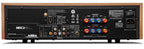 Rear view of NAD C 3050 stereo amplifier showing input and output ports on the integrated amplifier.