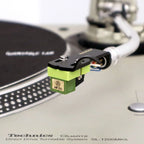 Nagaoka MP-150 turntable cartridge with stylus, black body, and mounting hardware for high-quality vinyl playback.