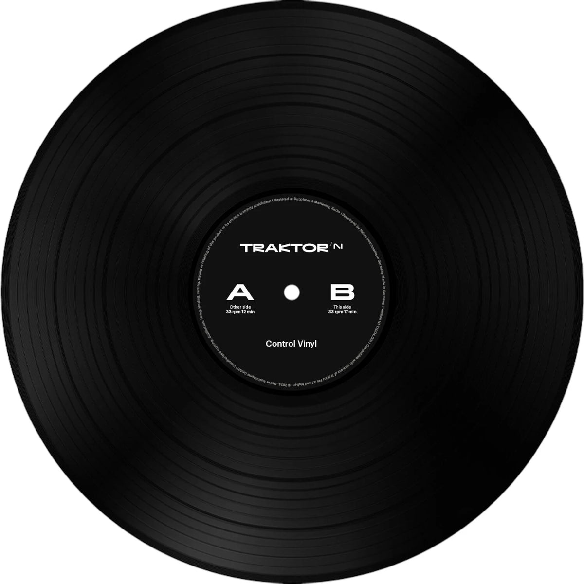 Native Instruments Traktor Control Vinyl timecode vinyls, hero shot in black