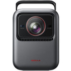 Nebula X1 outdoor projector displaying a vibrant movie scene on a large screen at night.