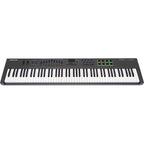 Nektar Impact LX88+ MIDI keyboard with 88 keys, control knobs, and buttons for music production.