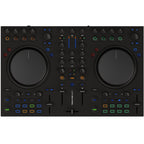Native Instruments Traktor MX2 DJ controller with knobs, buttons, and jog wheels for professional DJ mixing and performance.