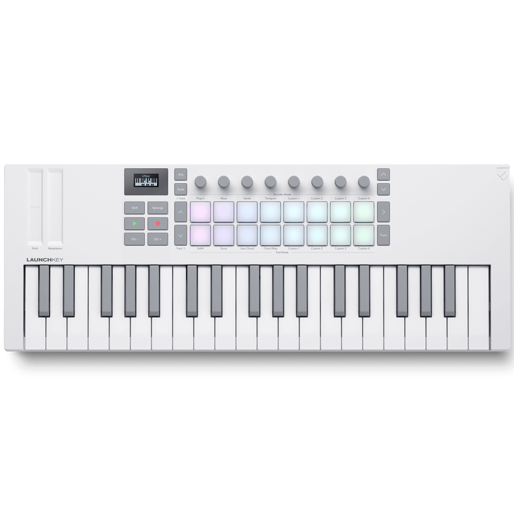 Novation Launchkey Mini 37 MK4 MIDI keyboard, in white