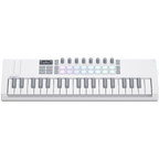 Novation Launchkey Mini 37 MK4 MIDI keyboard, in white, front view
