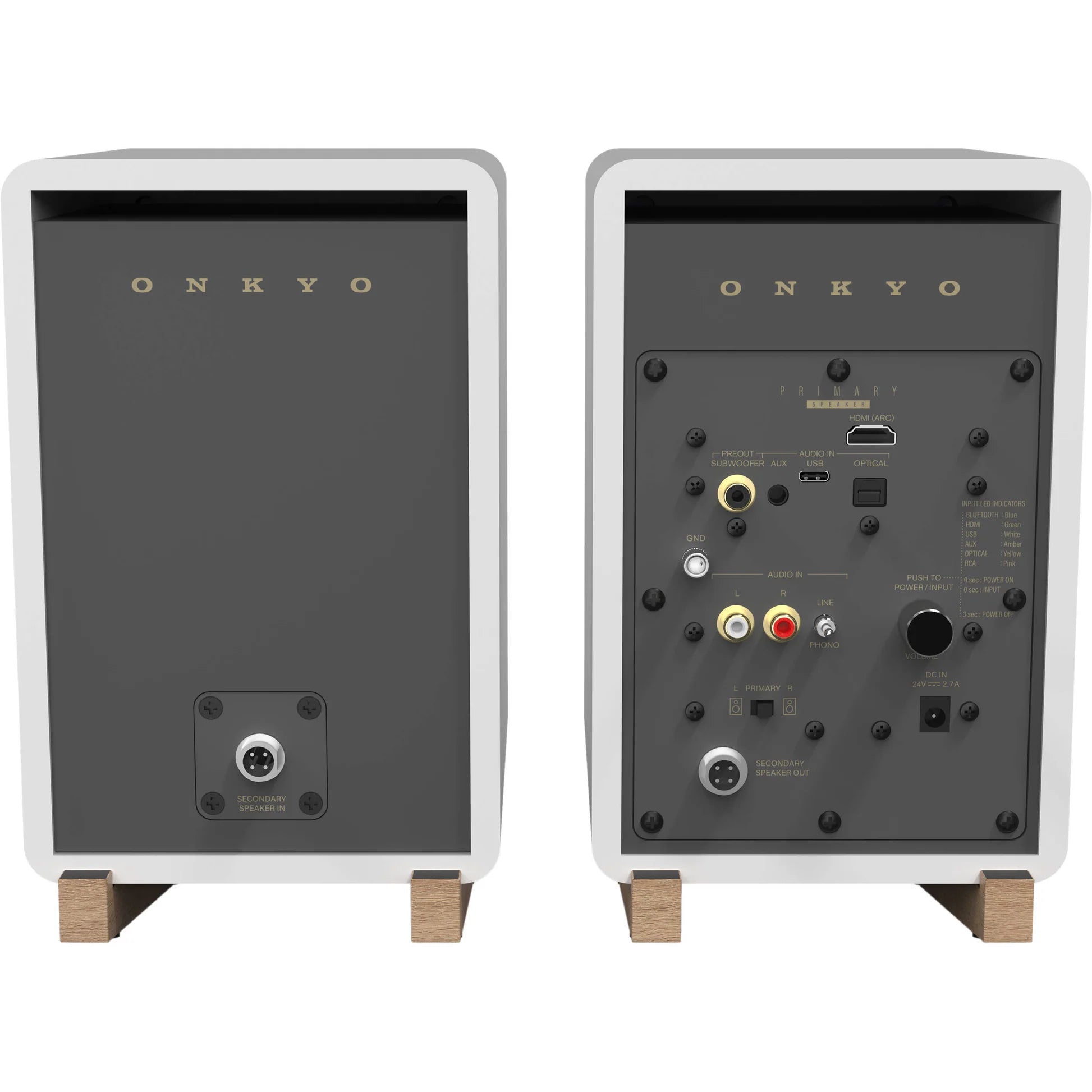 Onkyo GX-30ARC desktop speakers, in black, lifestyle setting