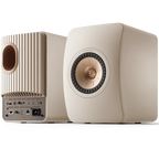 KEF LS50 Wireless II wireless speakers with sleek design and black finish, featuring advanced audio drivers and control panels.
