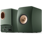 KEF LS50 Wireless II wireless speakers with sleek black finish and modern design, featuring KEF branding on front grille.