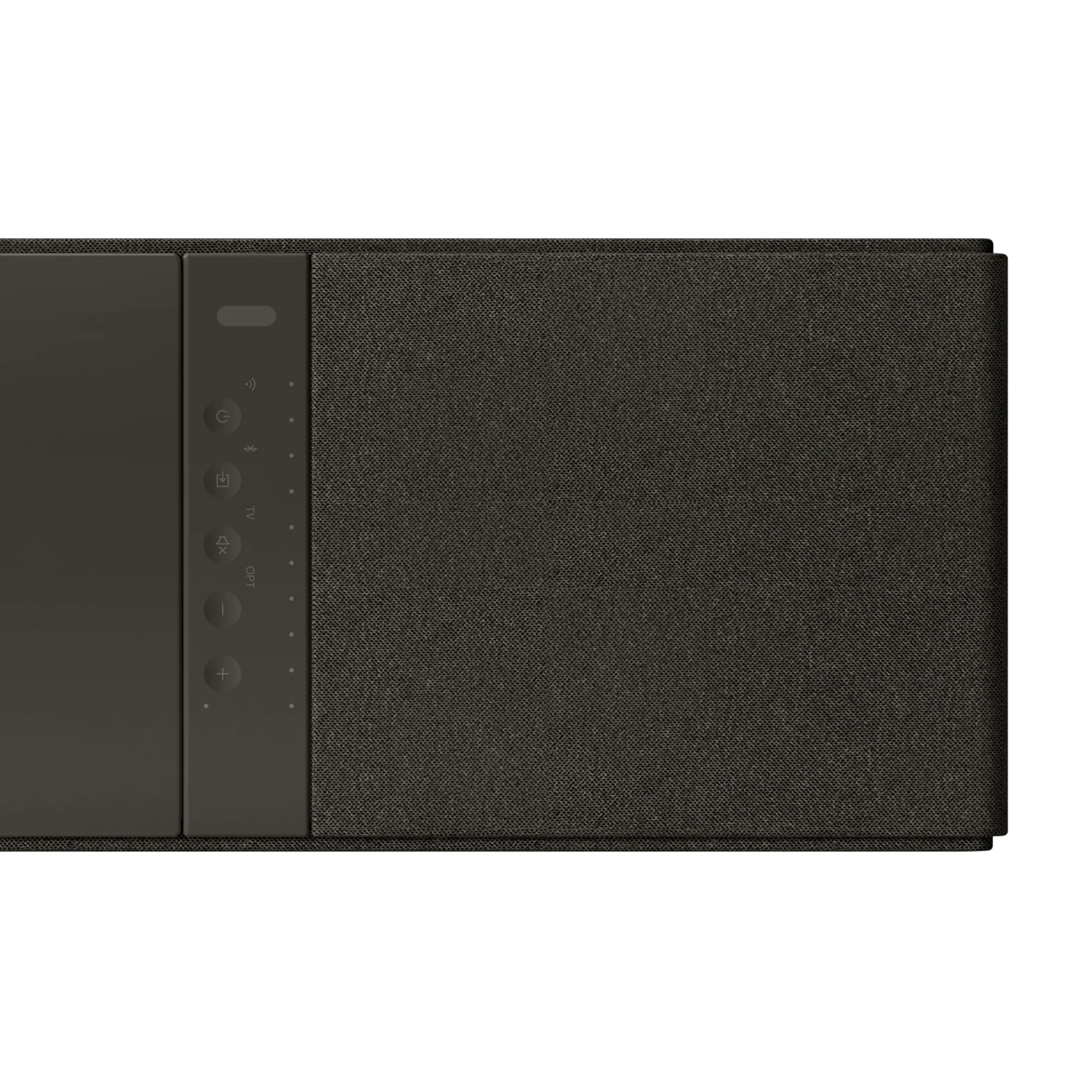 KEF XIO soundbar with sleek black design, compact TV speaker with multiple drivers for immersive audio experience.