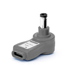 myVolts USB-C PD step-up tip showing 20V output with 2.1mm and 2.5mm tips for power adapters on a white background
