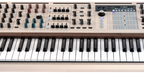 Front view of the Arturia PolyBrute 12 synthesizer showing its keyboard, control panel, and interface buttons.