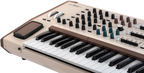 Arturia PolyBrute 12 synthesizer with keyboard and control panel, showcasing its detailed interface and 12-voice polyphony.