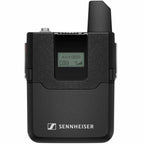 Sennheiser AVX-MKE2 professional wireless microphone system transmitter front view with red indicator light