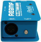 Radial Engineering ProRMP DI box shown from the back, featuring input and output jacks for professional audio connectivity.
