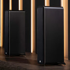Q Acoustics M40 powered speakers, black, front view