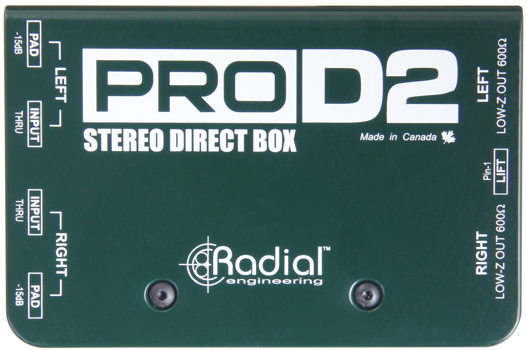 Radial Engineering ProD2 DI box, top view.
