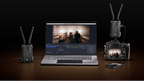 Hollyland Pyro H wireless video transmitter in a rectangular design with ports for seamless camera transmission.