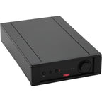 Rega Brio MK7 phono preamp with sleek black design and control knobs, showcasing high-quality audio equipment for vinyl enthusiasts.