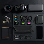 Rode Colors 3 wireless microphone accessories in a flatlay on black background, showcasing colorful components and Rode branding.