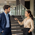 Rode Interview GO handheld adapter for Wireless GO, lifestyle setup in black