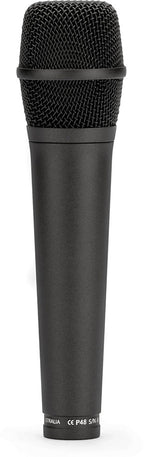Rode M2 condenser microphone with black body and silver grille, mounted on a stand for studio recording use.