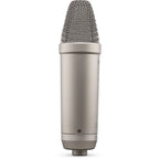 Rode NT1 GEN5 condenser microphone, silver, angle view