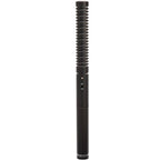Rode NTG2 shotgun microphone mounted on a boom pole, professional audio recording equipment for clear sound capture.