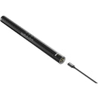 Rode NTG4+ shotgun microphone mounted on a camera rig, showing its sleek design and professional audio recording features.