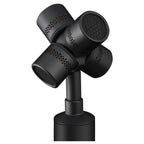 Rode NT-SF1 camera microphone mounted on a camera rig, featuring a shotgun design for professional audio recording.