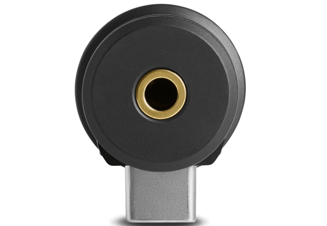 Rode VideoMic ME-C+ portable microphone for iOS and Android devices, with a compact design and 3.5mm audio jack connection.