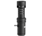 Rode VideoMic ME-C+ iOS and Android microphone mounted on a device, capturing high-quality audio for mobile recording.
