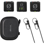 Rode Wireless PRO wireless microphone system, kit contents with charging case and lavalier mics