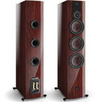 Maroon DALI Rubikore 8 passive floorstanding speakers with sleek design and modern finish.