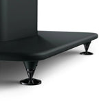 KEF S2 speaker stands in carbon black with floorstanding spike discs for KEF LS50 speakers, featuring sleek design and sturdy construction.