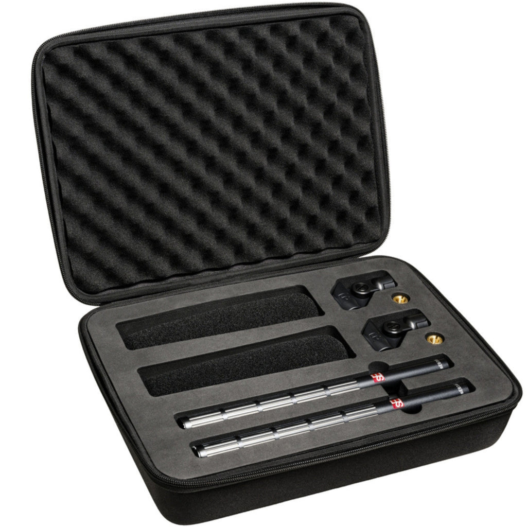 Pair of sE Electronics sE6160 shotgun microphones in a stereo case, showing the professional audio equipment and protective carrying case.
