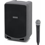 Samson Expedition XP106w portable PA speaker with built-in handle and control panel, designed for clear sound and easy transport.