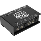 Samson MD2 Pro DI box with input and output jacks, compact design, and professional audio interface for live sound and recording.