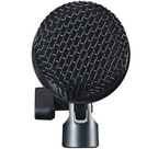 Shure Nexadyne 2 dynamic microphone shown in a screenshot, featuring a sleek black design with a grille and control features.