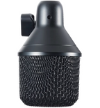Shure Nexadyne 2 dynamic microphone with a sleek black design, suitable for live performances and studio recordings.