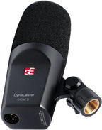 SE Electronics The DynaCaster DCM3 dynamic microphone with black finish and rugged build, ideal for live performances and studio use.