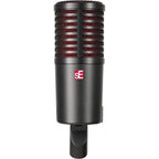 SE Electronics DynaCaster DCM8 dynamic microphone shown with its sleek black design and sturdy build.