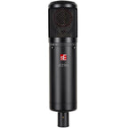 SE Electronics sE2300 condenser microphone shown with metal body and grille, ideal for studio recording and broadcasting.