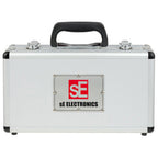 Stereo pair of SE Electronics sE8 condenser microphones with sleek black design, ideal for studio recording and professional audio.