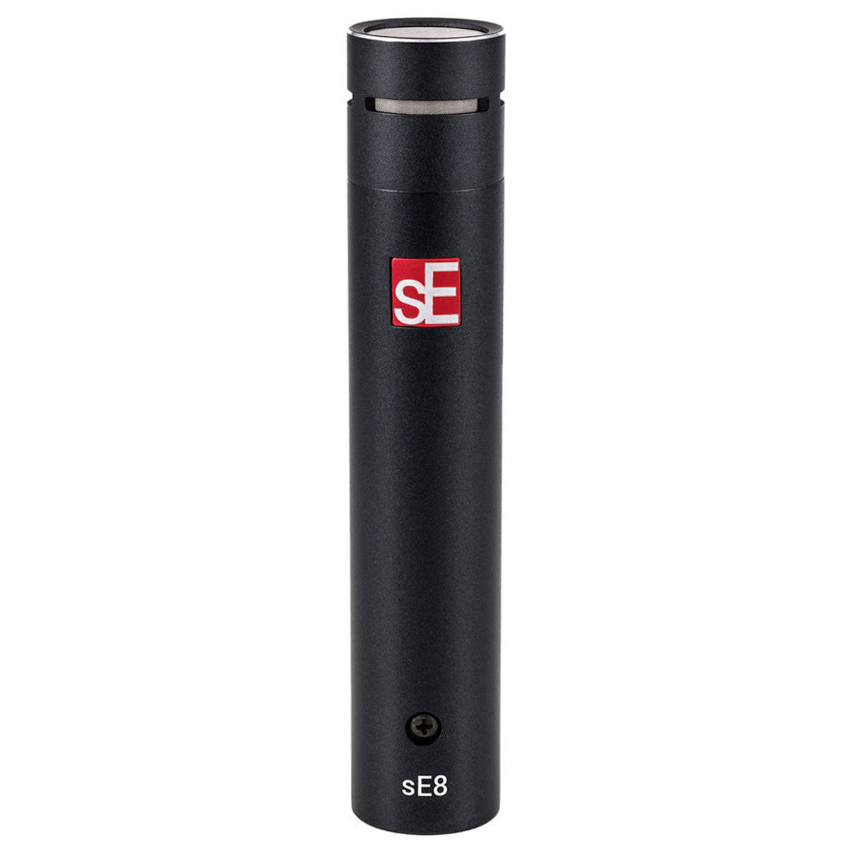 Pair of SE Electronics sE8 condenser microphones for stereo recording, featuring sleek black design and professional audio quality.