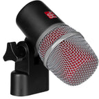 SE Electronics V BEAT dynamic microphone with black grille and body, ideal for live vocals and studio recording.