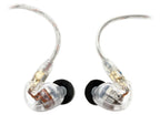 Shure SE535-CL wired in-ear headphones with clear sound and detachable cables, shown in large image.