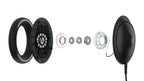 Exploded view of Sennheiser HD 620S headphones showing internal components and construction details.