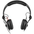 Sennheiser HD 25 DJ headphones, in black, front view with straight cable