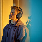 Sennheiser HD 550 open-back headphones, worn by user, lifestyle