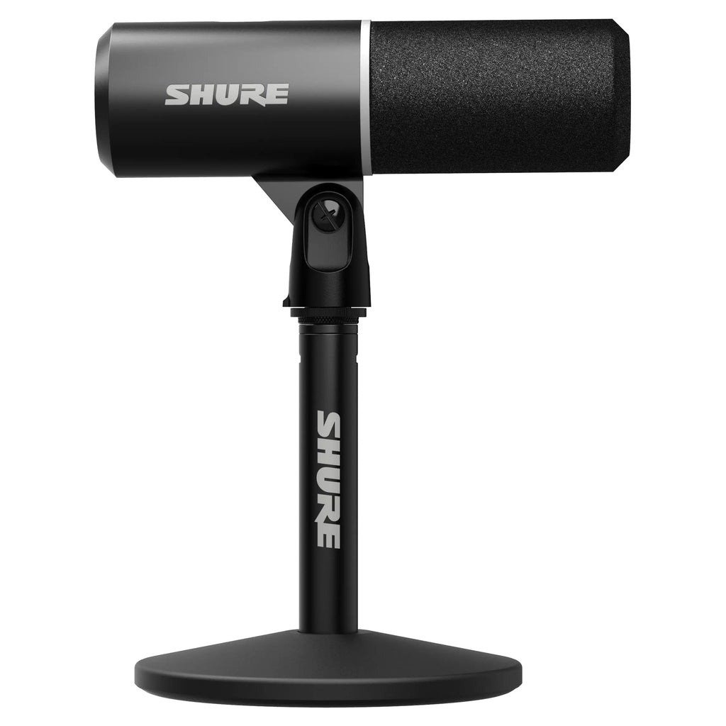 Shure MV6 Gen 2 Black, side view on desktop stand