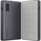 SmallRig RM120 RGB video light showing adjustable color temperature and brightness settings on its compact design.